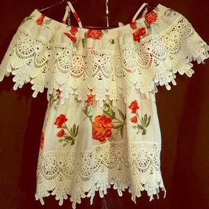 Off the shoulder floral blouse